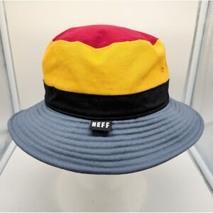 NEFF Bucket Hat Colorblock One Size Red Gold Gray Black Striped NWT Cotton Sk8r